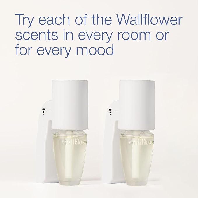 Bath & Body Works Wallflowers Fragrance Plug, White Scent Control, Plug-In Air Freshener Device with 3 Intensity Levels for Bedrooms, Bathrooms & Living Spaces - 2 Pack