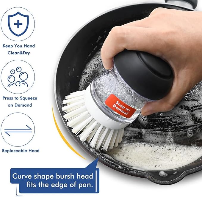 Palm Brush Refills for OXO Soap Dispensing Dish Brush | 8 Pack Cleaning Replacement Brush Head for OXO Palm Brush