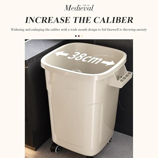 Trash Cans,Wheeled Outdoor Garbage Can,Wastebasket Trash Container, Recycling Bin,Stackable, Plastic,Lid,Rectangular,Recycle Logo,Rugged,Ergonomic Handle,Kitchen,Office,Workspace(White-1,61L)