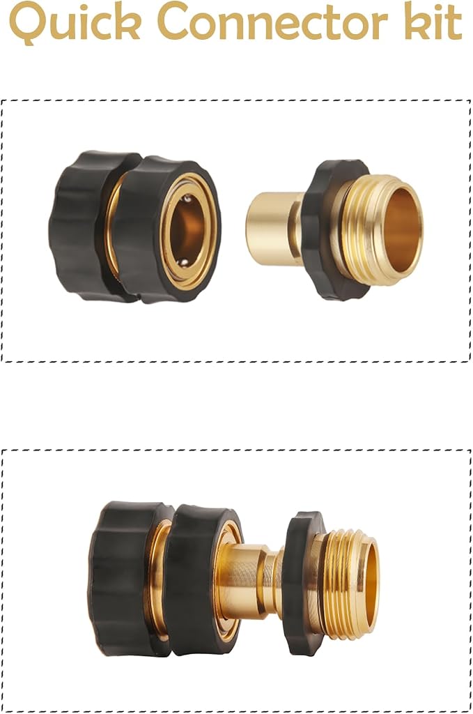 3/4 Inch Garden Hose Quick Connector, Male and Female Quick Connect Hose Fittings, 4 Set