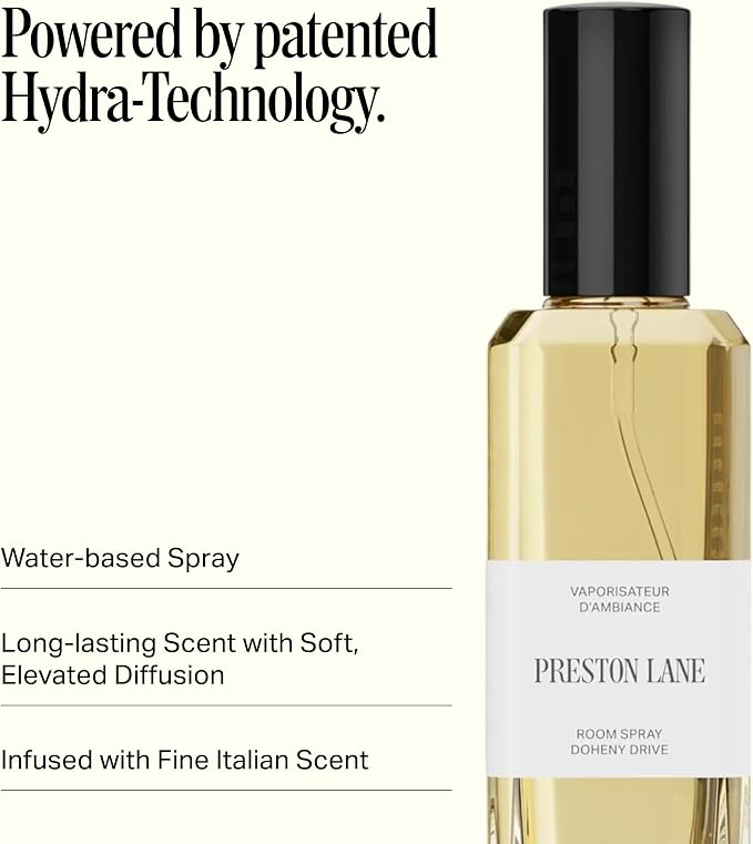 Preston Lane Room Spray Air Freshener, Home Fragrance - Doheny Drive | Water-based Non-toxic Air Freshener Spray, 3.4 fl oz, Elegant Long-Lasting Room Scent, Odor Eliminator, Fine Mist Spray