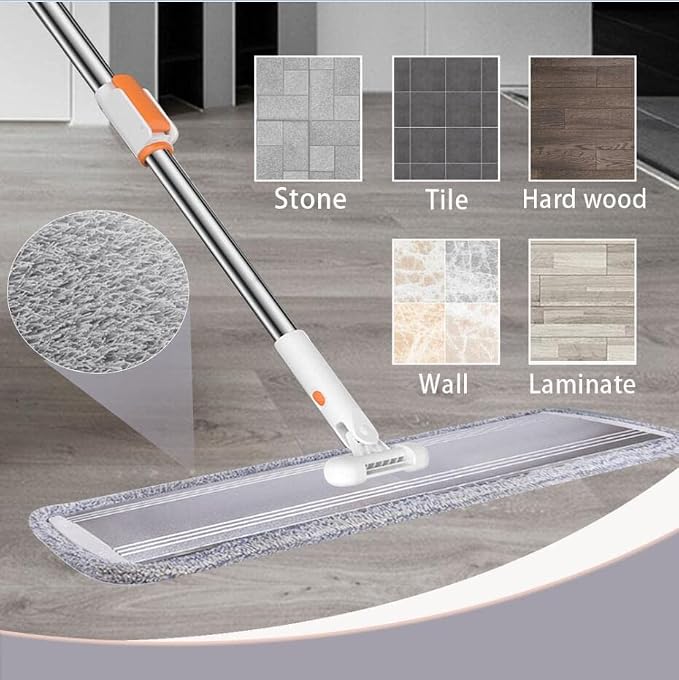 Washable Microfiber Pads 32" Replacement 6 Pack Fit for Most Flat Mop Frame | Commercial Reusable Refill,Machine Washable,Dry Wet Mops.Hardwood Floors,Dust Cleaning&Scrubbing