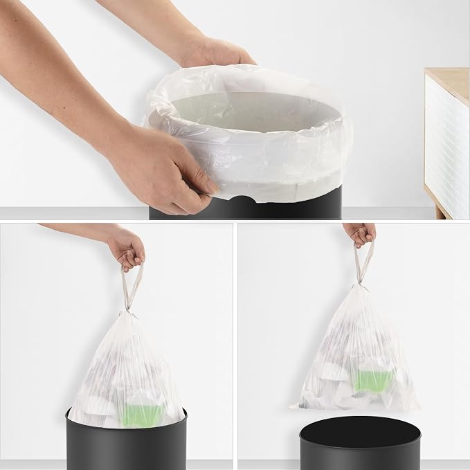 2.6 Gallon Trash Bag Unscented - 120 Counts Small Garbage Bags Drawstring Bulk Heavy Duty Leak Proof Plastic Trash Can Liners for Kitchen, Office, Room Essentials Heihaily (Clear White, 4 Rolls)