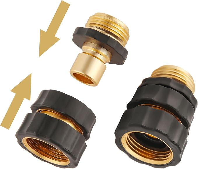 3/4 Inch Garden Hose Quick Connector, Male and Female Quick Connect Hose Fittings, 2 Set | Male and Female Quick Connect Hose Fittings,