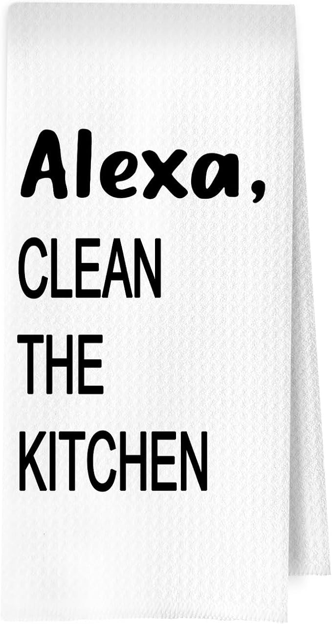 Funny Hostess Kitchen Towels - Funny Decorative Waffle Dish Towels, Hostess Gifts Hand Towels, Housewarming Gifts Tea Towel, 16×24 Inches