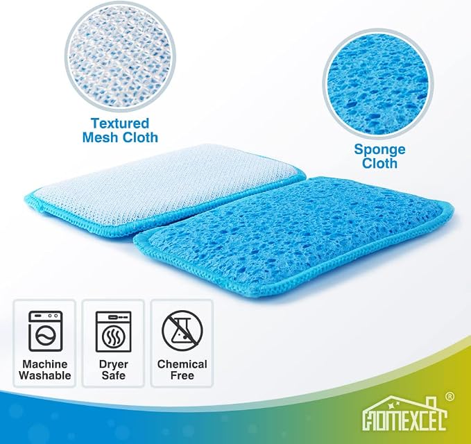 HOMEXCEL 12PK Scrub&Wipe Cloths, Dual-Sided Non-Scratch Sponges for Kitchen | Reusable Wire Dishwashing Rag, All-Purpose Scrub for Non-Stick Cookware/Dishes/Countertops/Bathroom/Household, Multicolor