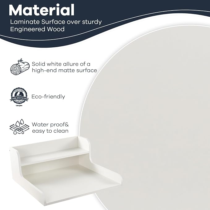 Washer Dryer Countertop 2 Tier 28 inches Wide, Laundry Shelf Topper with Edge, 28" W x 28" D x 12" H Laundry Space Organizer, White