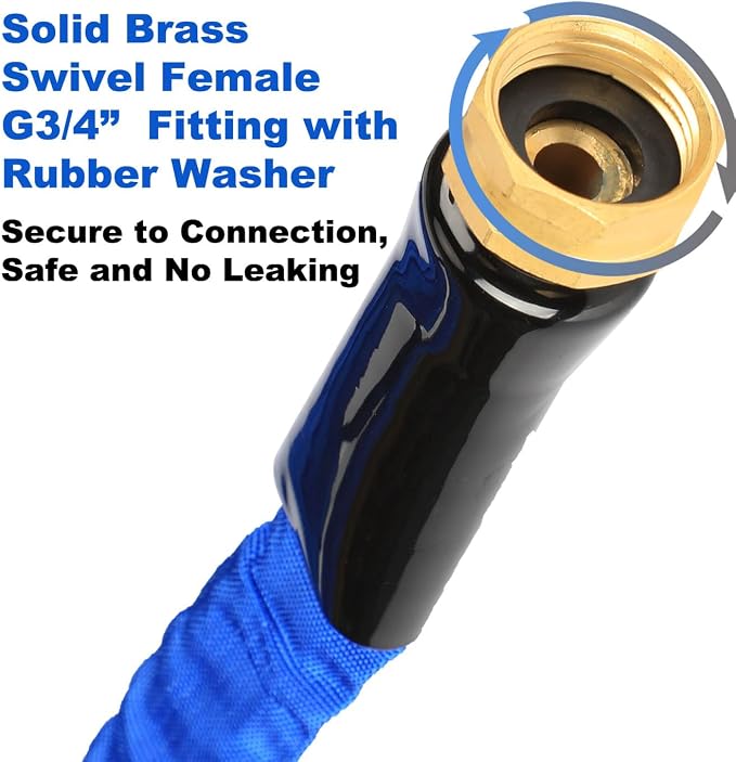 YOTOO Garden Hose 100 FT, Lightweight, Durable, Flexible, Non-Expanding, Kink-Free Water Hose with Solid Brass Fittings for Outdoor, Watering flants and flowers, Car Wash