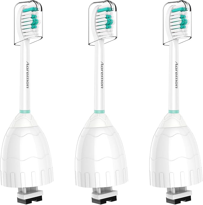 Aoremon Toothbrush Replacement Heads fit for Philips Sonicare E-Series | Toothbrush Heads fit for Essence Xtreme Elite Advance CleanCare Screw-on Electric Toothbrush Handle, 3 Count, White