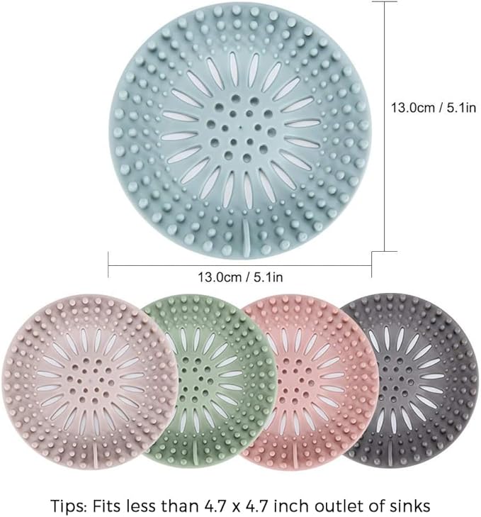 Gotega 5 Pack Sink Drain Strainer, Hair Catcher for Bathroom Tub Shower | Sink Hair Catcher Shower Drain Durable Silicone Hair Stopper Shower Drain Cover Hair Trap, Bathroom Sink Replacement