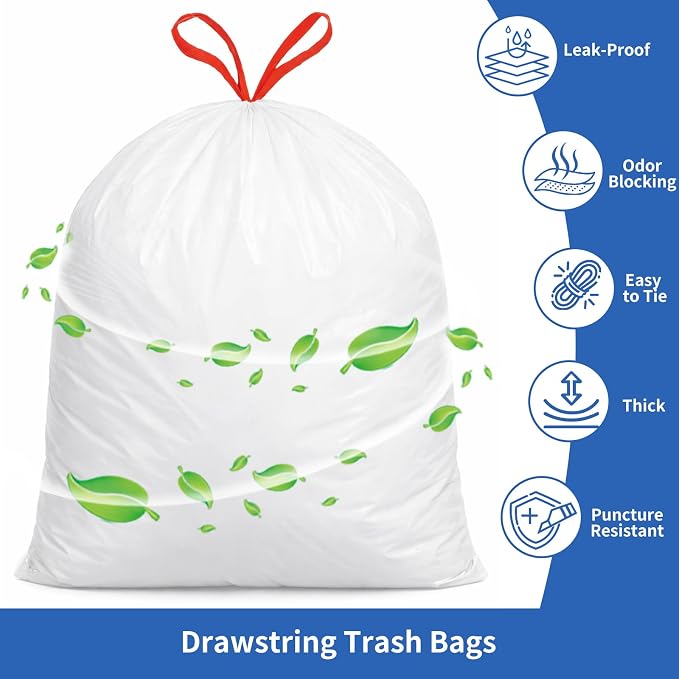 13gal Drawstring Tall Trash Bag Scented Heavy Duty 100ct 60x70cm | Kitchen Tall Reinforced Leakproof Garbage Bags