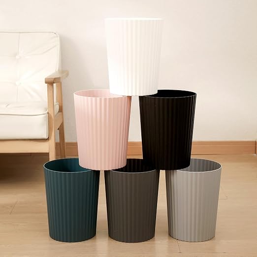 JiatuA Small Trash Can Plastic Wastebasket Round Garbage Container Bin for Bathroom, Kitchen, Bedroom, Home Office, College Dorm, White 4 Pack | Sturdy Stylish Decor Round Garbage Container Bin for Kitchen, Bedroom, Home Office, College Dorm Essentials