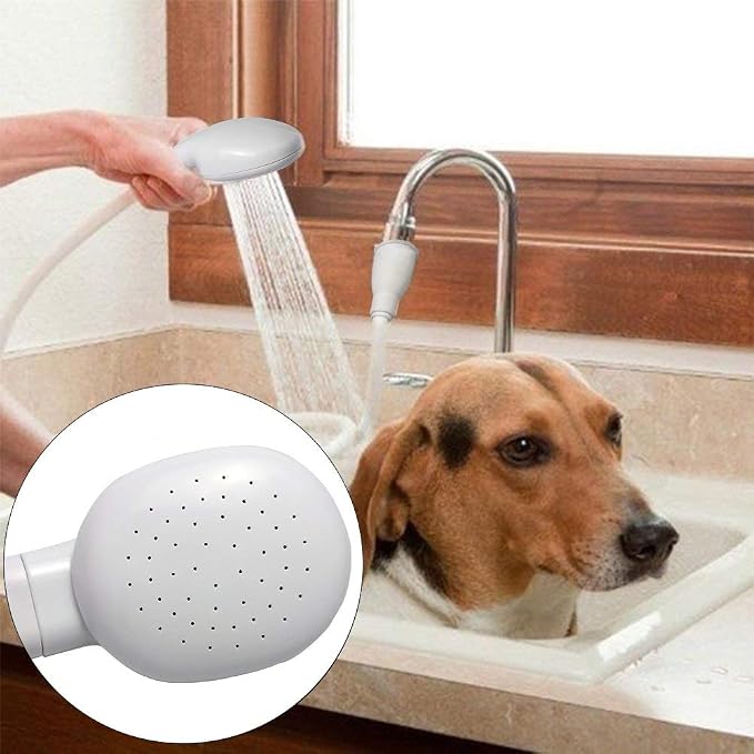 Portable Shampoo Sink Spray Hose, Faucet Attachment with Nozzle for Hair Washing, Baby & Pet Bathing, Vegetable Rinsing, White (White, 5M/16.4FT)