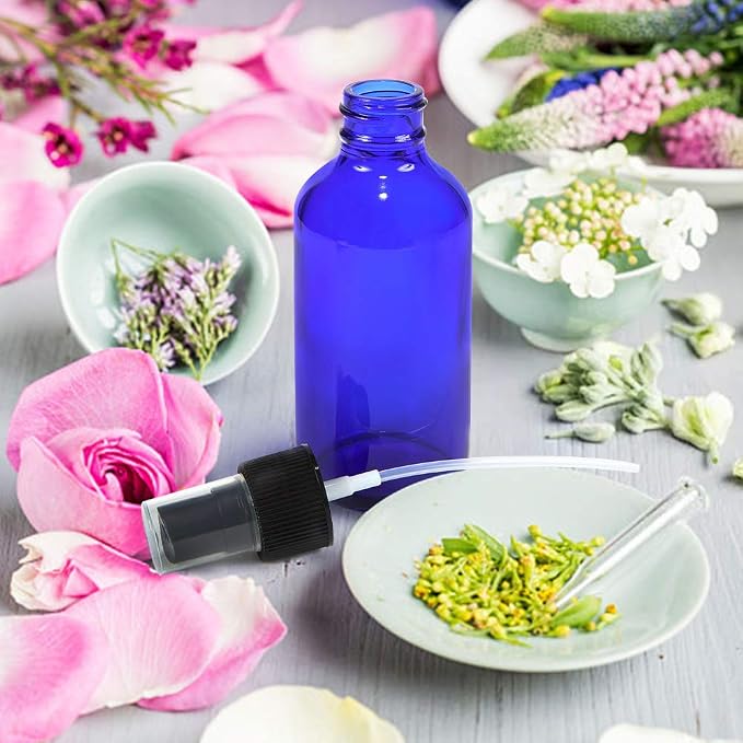 Spray Bottle, 2 oz Fine Mist Glass Spray Bottles, Little Refillable Liquid Containers for Watering Flowers Cleaning (16 Pack, Blue)