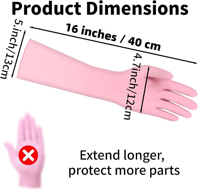 16inch Nitrile Disposable Gloves Long Sleeved Blue 6Mil 50PCS | Durable Anti slip Waterproof Powder Free Household Cleaning Dishwashing Auto repair Pet care Protective Gloves