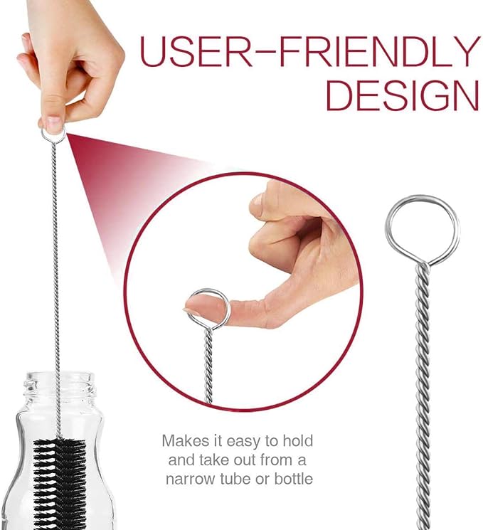 Long Straw Brush, Nylon Pipe Tube Cleaner 8.2-ihch 10 Different Diameters Set of 10 (Pack of 4)