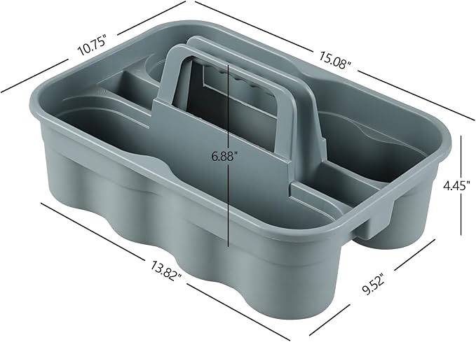 Cleaning Caddy Organizer with Handle, 6-Pack Caddy Basket | Portable All-Purpose Basket for Cleaning Supplies, Shower, and Laundry, Grey, Plastic, Stackable, Easy-Carry Grip