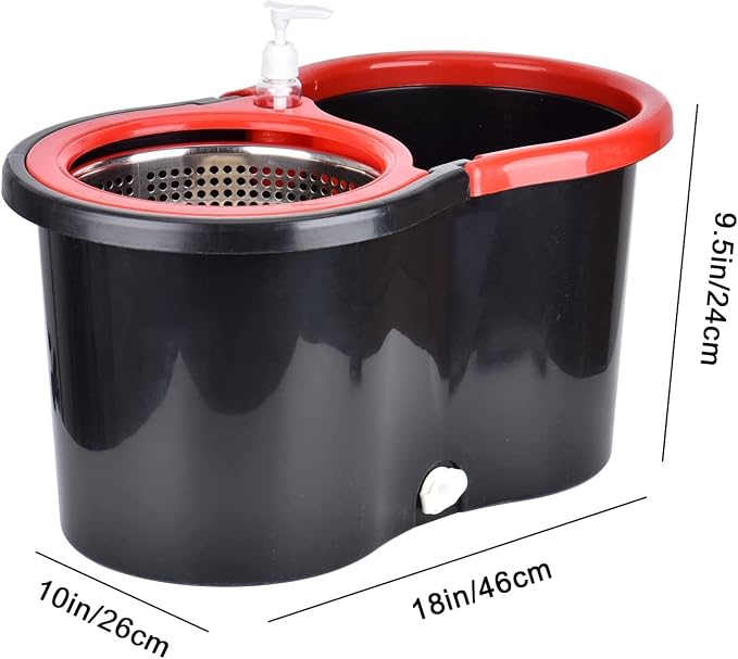 Spin Mop and Bucket with Wringer Set, 6 Mop Refills, 61" Handle (2 Sets) | 360° Spinning Mop System with Stainless Steel Extended Handle & 6 Microfiber Refills for Floor Cleaning