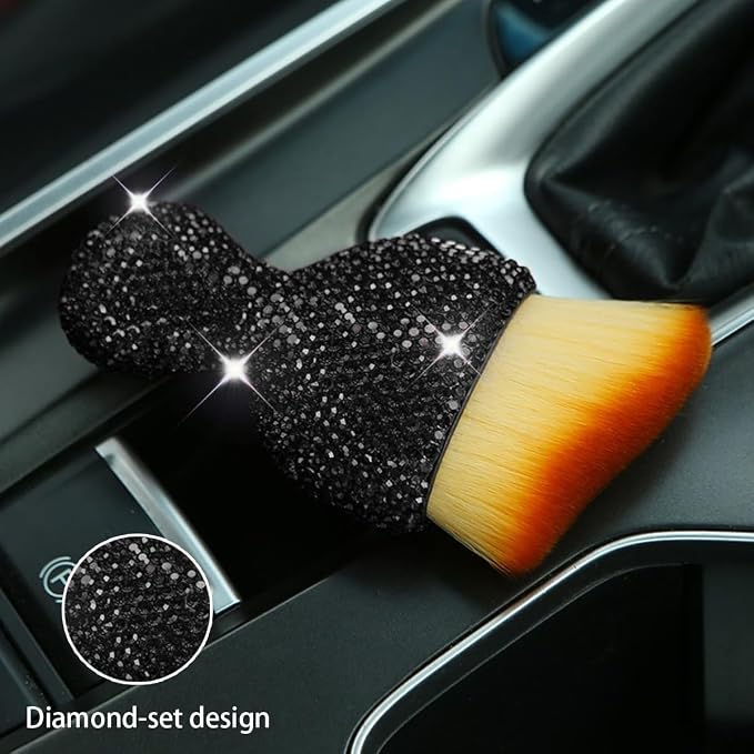 zipelo Diamond-Handle Car Detailing Dust Brush, Black | soft synthetic bristles, beveled profile reaches narrow gaps, scratch-free wet or dry use, compact storage, cleaning tools