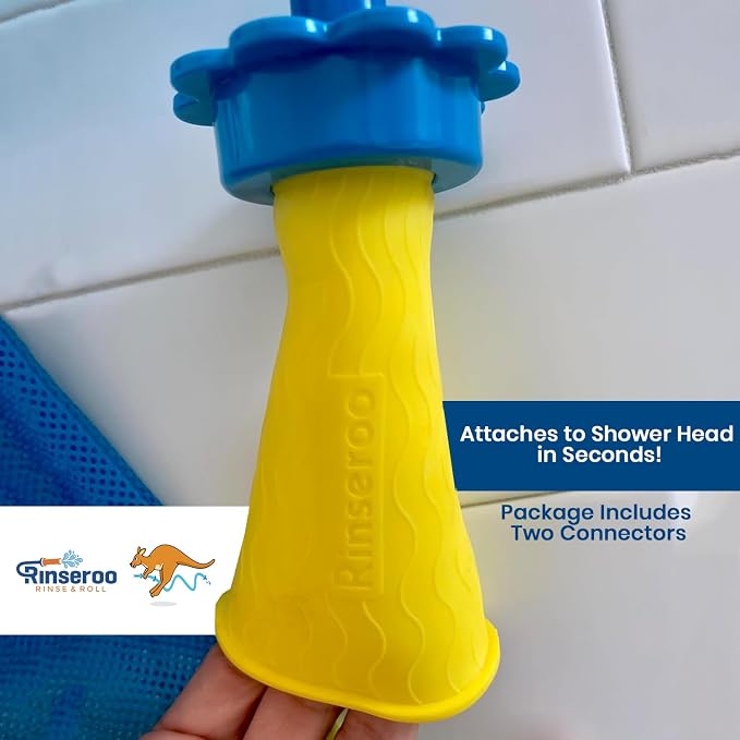 Rinseroo JUMBO Shower Cleaning Thing Slip-On Handheld Hose Attachment | 6 Ft Hose, Fits Up to 7" Shower Head, Fast Mess-Free Wall Rinsing, Converts Standard Shower to Handheld