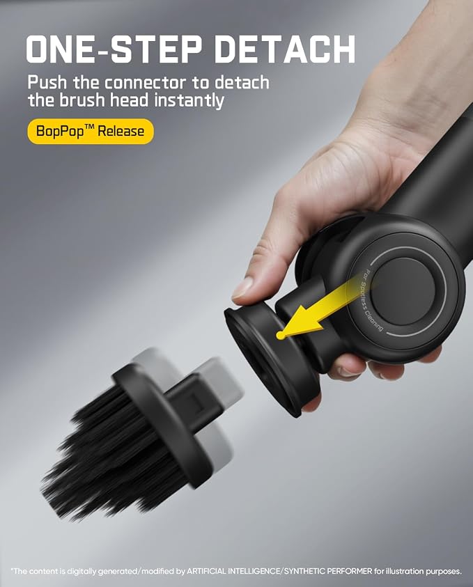 Fanttik Flip G9 Pro Electric Scrubber, VoltiPulse Motor, for Bathroom | Dual-Speed Cleaner with 6 Brush Heads, Adjustable Angle & Extendable Handle, IPX7 Waterproof, Type-C Charge, Black