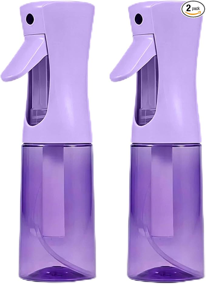 Continuous Spray Bottle for Hair - Ultra Fine Mist Water Sprayer for Hairstyling, Curls, Plants, Cleaning, Salon - 200ml/6.8oz 2 Pack