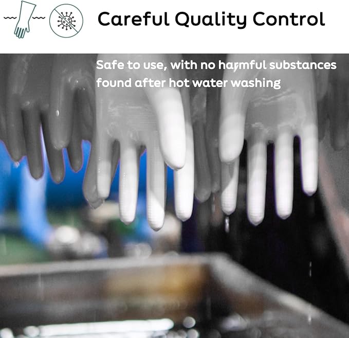 Myungjin 2 Pairs Reusable Rubber Gloves, Waterproof, Non-Slip Honeycomb Grip, Wide Sleeve Fit, for Dishwashing