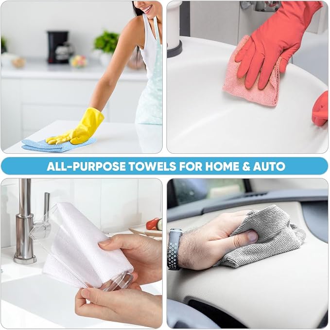 AIDEA Microfiber Cleaning Cloth 330 Sheets 6 Roll, Cleaning Rags 11×9" | Reusable Paper Towels, Shop Towels, Shop Rags, Cleaning Towels for Automotive, Workshops, House, Cleaning Supplies, Grey