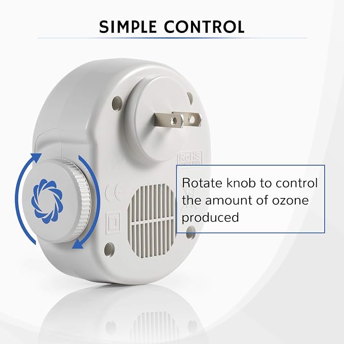 Airthereal B50 Mini Ozone Generator, Plug-In Design, 320 Sq Ft, 2-Pack | Removes Odors and Sterilizes Air, Portable Design, Adjustable Ozone output of 10-50 mg/h