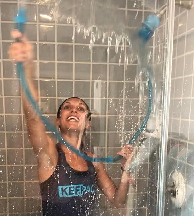 Rinseroo JUMBO Shower Cleaning Thing Slip-On Handheld Hose Attachment | 6 Ft Hose, Fits Up to 7" Shower Head, Fast Mess-Free Wall Rinsing, Converts Standard Shower to Handheld