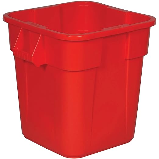Rubbermaid Commercial Products BRUTE Square Bin Storage Container without Lid, 28-Gallon, Red