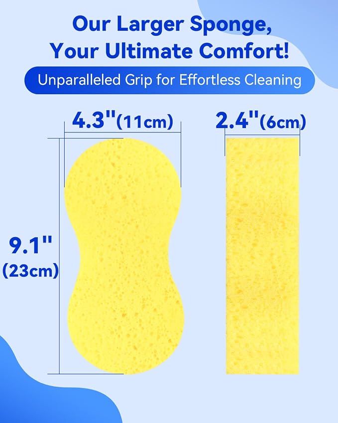 Temede Large Car Wash Sponges, Extra Thick Foam Sponges, 5-Pack | 9.1" x 4.3" x 2.4", Extra Thick, Multi-Purpose Cleaning, Kitchen, Bathroom, Household