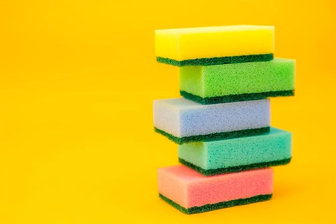 DecorRack 40 Kitchen Scrub Sponges, Heavy Duty Bulk Pack, Multicolor