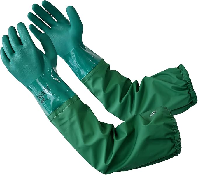 PACIFIC PPE 26 Inch PVC Chemical Resistant Gloves, Waterproof, Reusable | Cotton lined, acid and oil resistant, anti-skid grip, waterproof protection for chemical handling and industrial use