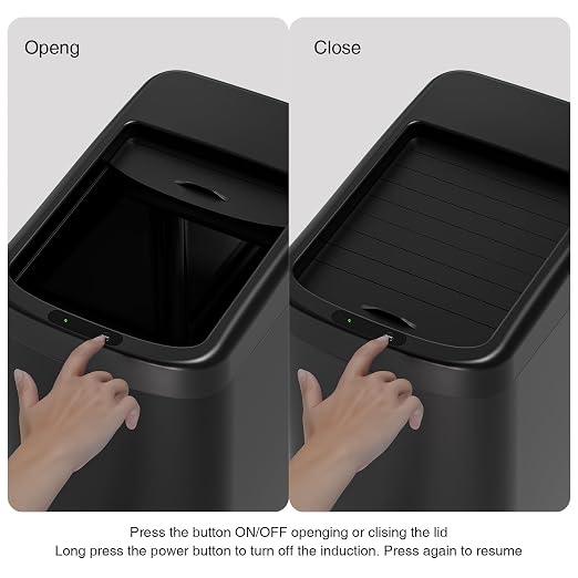 Stainless Steel Touchless Kitchen Trash Can with Motion Sensor, 8-Gallon | Roll-Top Lid, Adjustable Sensing Distance, Odor Sealing, Auto-Close in 5 Sec, Hands-Free Operation