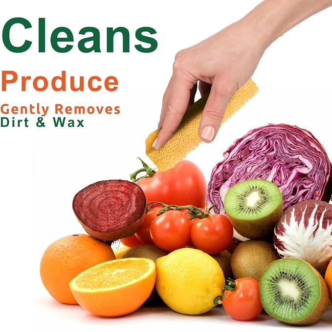 Peachy Clean Silicone Fruit & Vegetable Scrubber, Produce Cleaning Sponge, Reusable Food Scrubber for Fruits & Veggies, Made in USA (3-Pack)