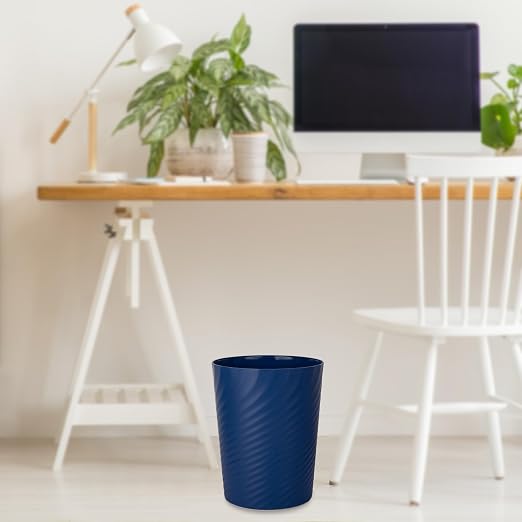 Plastic Small Bathroom Trash Can Wastebasket Garbage Can, Navy Blue, 2 Pack | Sturdy-Easy to Clean, Bathroom, Laundry Room, Kitchen, Office, Kids Room, Dorm, Bedroom, 1.8 Gallon