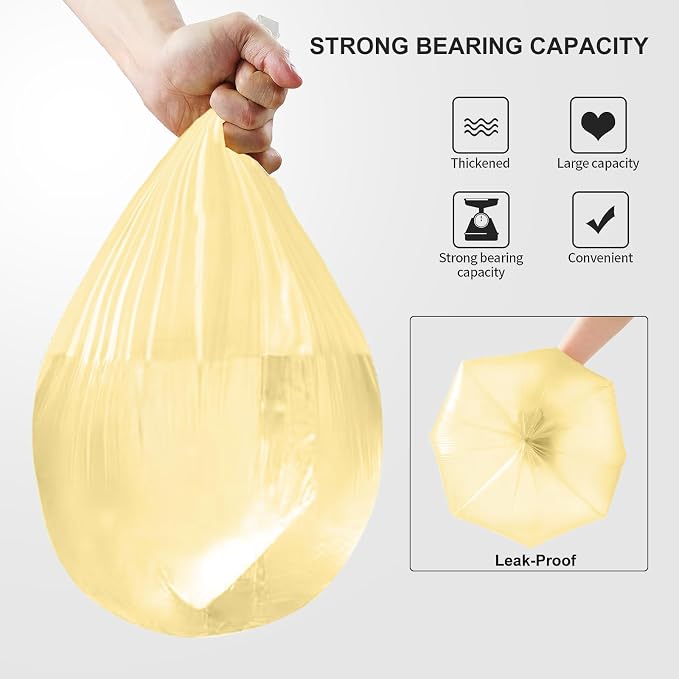 4-6 Gallon Heavy Duty Small Trash Bags, 100 Count (5 Rolls) - Gold | Leak-proof & sealed unscented liners. Fits 4-6 gallon trash cans in bathroom, kitchen, office, bedroom, boat, and cars.