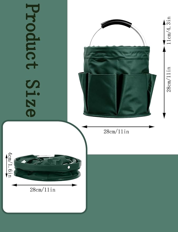 Cleaning Caddy with Handle, for Cleaning Supplies Organizer Bucket | Foldable Storage Tote with 6 Pockets,17L Large Capacity Basket for Household Organizer,Laundry Room,Bathroom & Home
