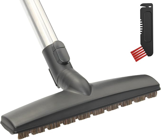 Horsehair Bristles Floor Brush Compatible with Miele C1 C2 C3 CX1 S1 L1 M1 Vacuum Cleaners, 12" Hardwood Floorhead Vacuum Attachment with Soft Wheels for Hard Floor Cleaning