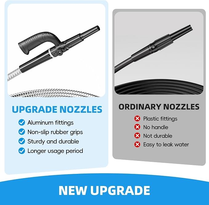 SPECILITE 50ft 304 Stainless Steel Metal Garden Hose with Independent Grip | Adjustable Brass Nozzle, 3/4" Solid Brass Connectors, Flexible, Puncture Resistant, Non-Expandable for Yard Outdoor Lawn