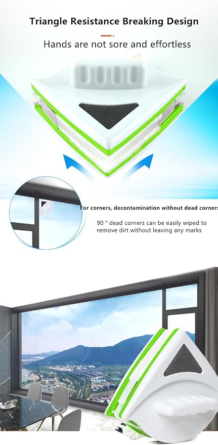Double Sides Magnetic Window Cleaner Glass Surface Wiper Cleaning Brush Tool Suit for 20-30mm Thickness Double Insulating Glass