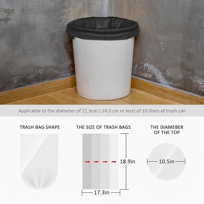 Teivio 3 Gallon 260 Counts Small Trash Bags Garbage Bags, Bathroom Trash Can Bin Liners, Small Plastic Bags for Home Office Kitchen (Black)