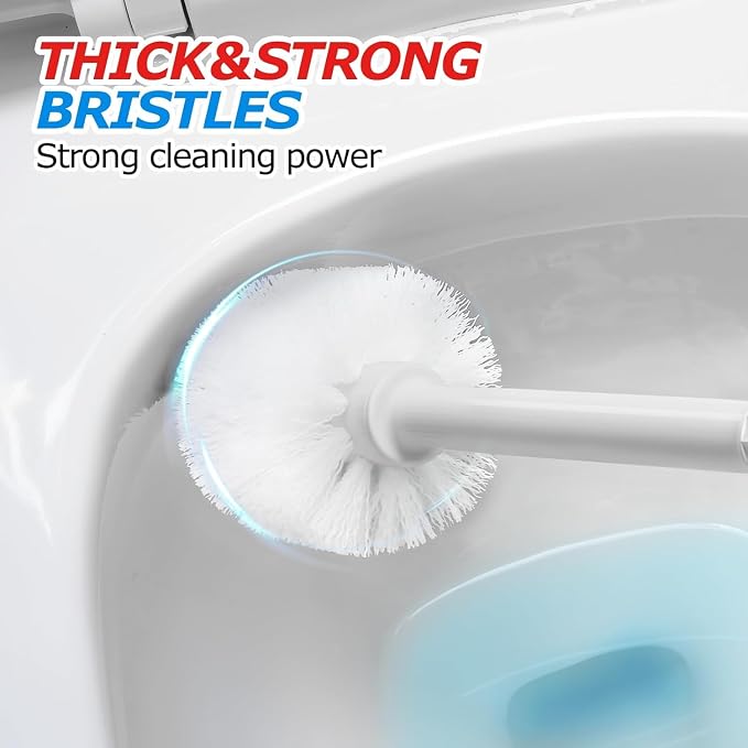 FORASTO 2Pack 2 in 1 Toilet Brush and Plunger Set,Clean Gloves, Extended Handle Plunger，Toilet Bowl Brush Plunger Set,Bathroom Cleaning Tools,Toilet Brush Plunger Combo,Cleaning Brush(Light Grey) | 21", Cleaning Gloves, Heavy Duty Rubber Toilet Bowl Cl...