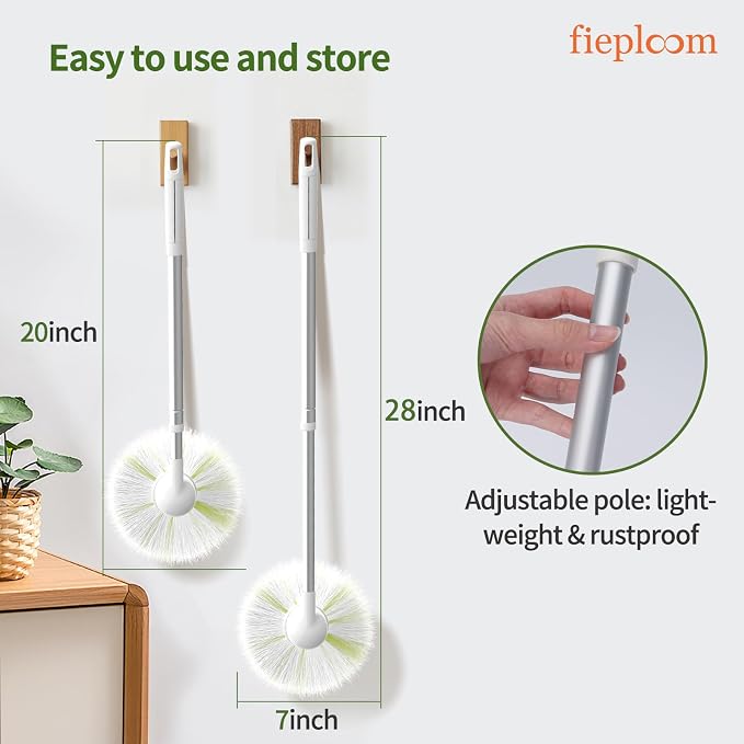 Non-Scratch Tub Tile Scrubber Brush, 28" Extendable Pole（2-Pack） | Soft Tub Brush Mop, Shower Brush with Long Handle for Bathtub Bathroom Sink Basin Tile Wall