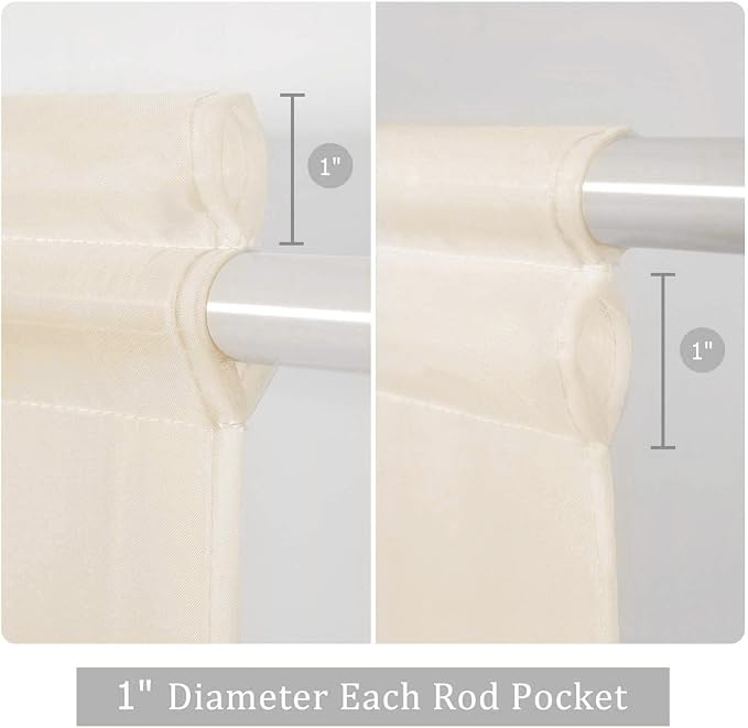 MIULEE Cream Beige 40 x 72 Inches Sidelight Sheer Curtains for French Door | Light Filtering Window Treatment for Narrow Door, Tieback, 2 Panels