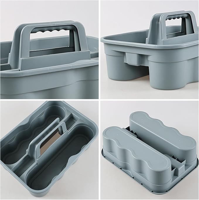 Plastic Shower Caddy Tote, 6-Pack Portable Storage Basket | Caddy Basket with Handle, Multipurpose Organizer for Bathroom, Dorm, Cleaning Supplies, Tools, Lightweight Plastic Trays