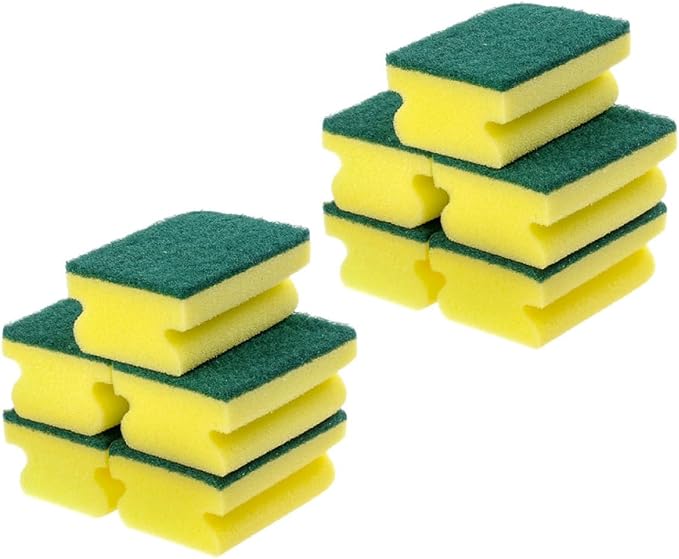 Unomor 10pcs Non-Scratch Scrub Scouring Sponge Pads for Dish Washing, Eco-Friendly Kitchen Cleaning Sponges Bulk Pack, Sturdy Pot Scrubber Suitable for Household Use