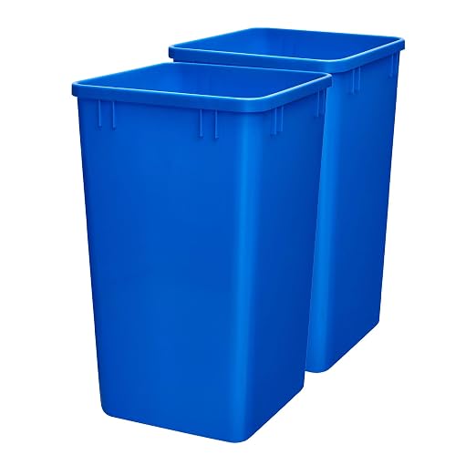 Rev-A-Shelf 27 qt Polymer Replacement Waste Container for Rev-A-Shelf Pullouts, Kitchen Cabinet Trash Can Recycle Bin, RV-1024-22-2, Blue, (2-Pack)