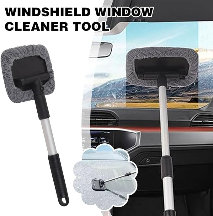 Windshield Window Cleaner Tool, Windshield Magnetic Car Window Cleaner, Magnetic Window Cleaner for Cars, Expandable Car Window Cleaner Tool with Microfiber Pads and Spray Bottles (2set)